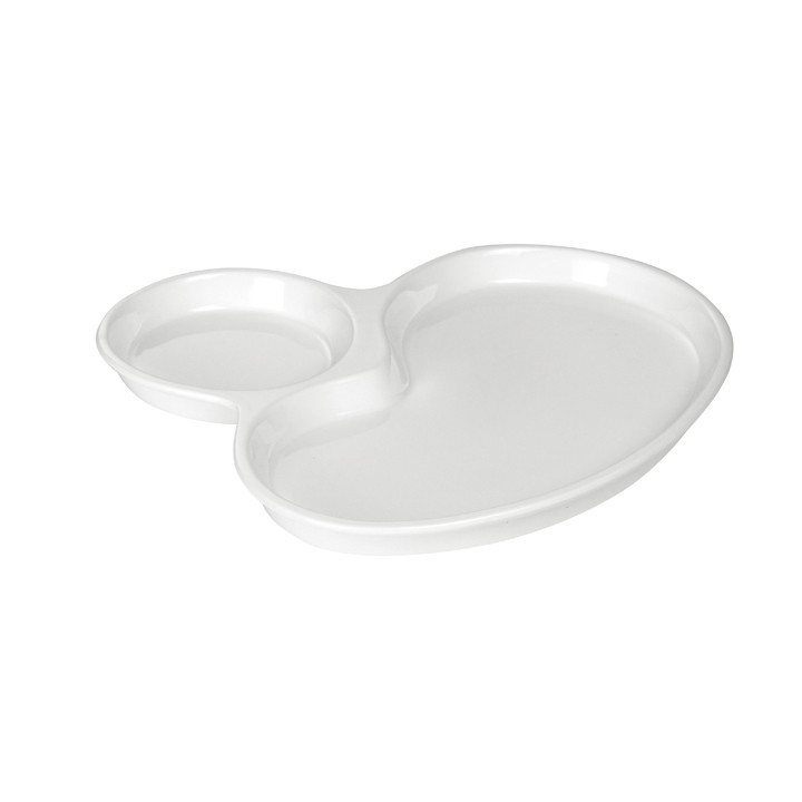 Plat en porcelaine blanche 2 compartiments