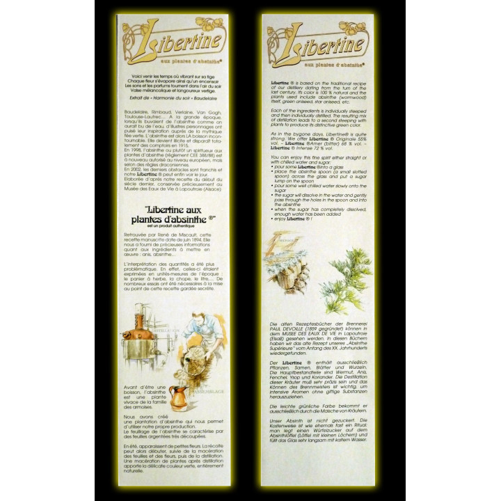 Coffret Libertine Fleur d'Absinthe 70cl verres et cuillères côtés