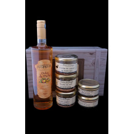Coffret authentique terrines et vin apéritif à la pêche