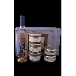 Coffret authentique terrines et vin apéritif à la rose