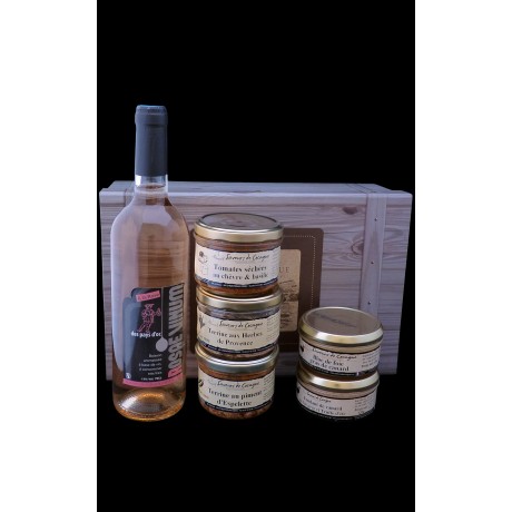 Coffret authentique terrines et vin apéritif à la rose