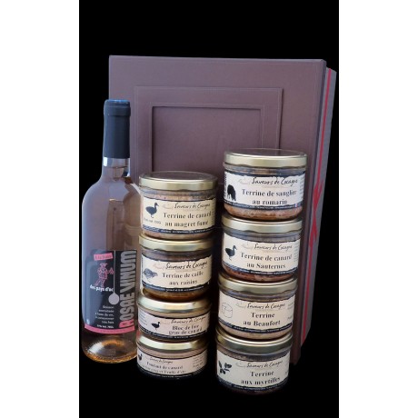 Coffret cadre photos terrines et vin de rose