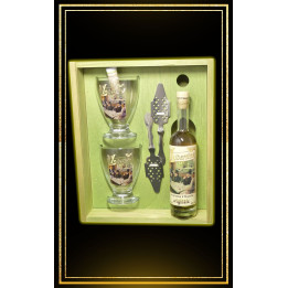 Coffret bois Absinthe Libertine Originale 20cl 2 verres et 2 cuillères