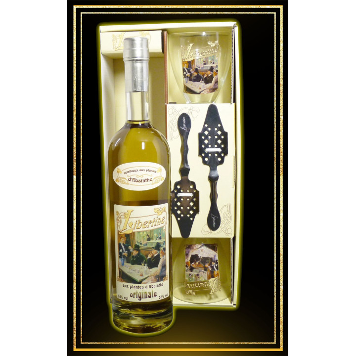 Coffret cadeau Libertine Originale 70cl 2 verres et 2 cuillères