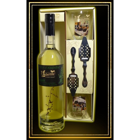 Coffret cadeau Libertine Fleur d'Absinthe 70cl 2 verres et 2 cuillères