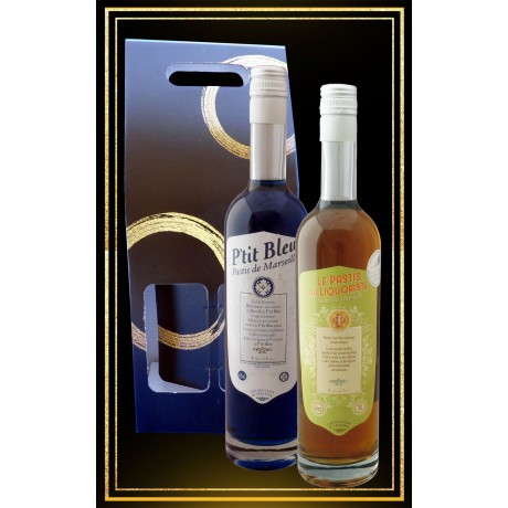 Coffret cadeaux 2 pastis Pastis du Liquoriste et P'tit Bleu 70cl