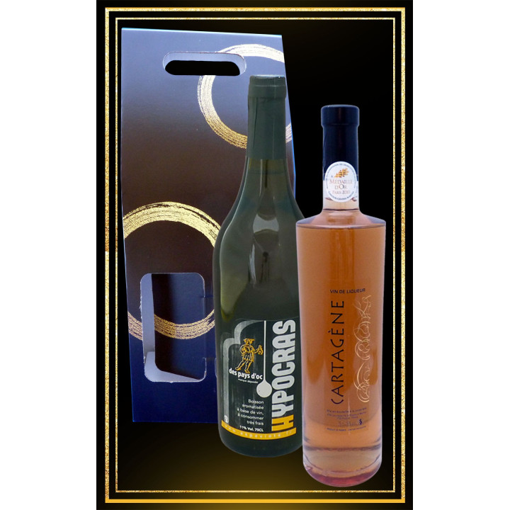Coffret cadeau Hypocras Blanc et Cartagène du Languedoc 75cl