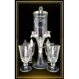 Service fontaine à absinthe 4 robinets et 4 verres à absinthe et 4 cuillères à absinthe "Versinthe"