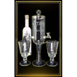 Service Petite fontaine à absinthe 2 robinets Bouteille Blanche 50cl