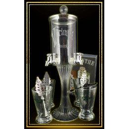 Service Fontaine à absinthe 4 robinets Coffret 3 absinthes 10cl