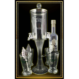 Service Fontaine à absinthe 4 robinets Bouteille Blanche de Versinthe 50cl