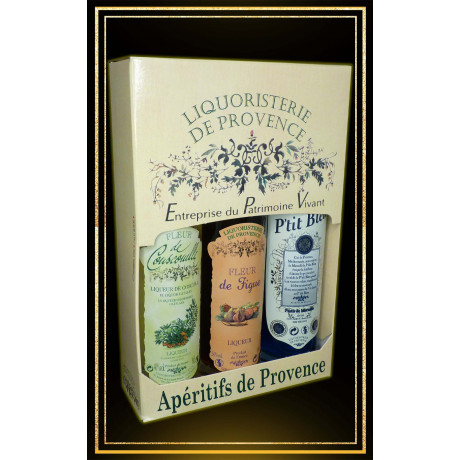 Coffret cadeau P'tit Bleu, Fleur de figue et liqueur de d'angélique 3x10cl