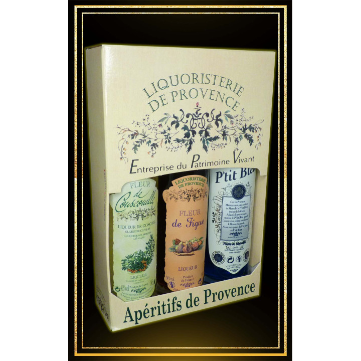 Coffret cadeau P'tit Bleu, Fleur de figue et liqueur de d'angélique 3x10cl