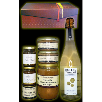 Coffret Festif Hydromel pétillant foie gras et accompagnements et Volaille aux cèpes