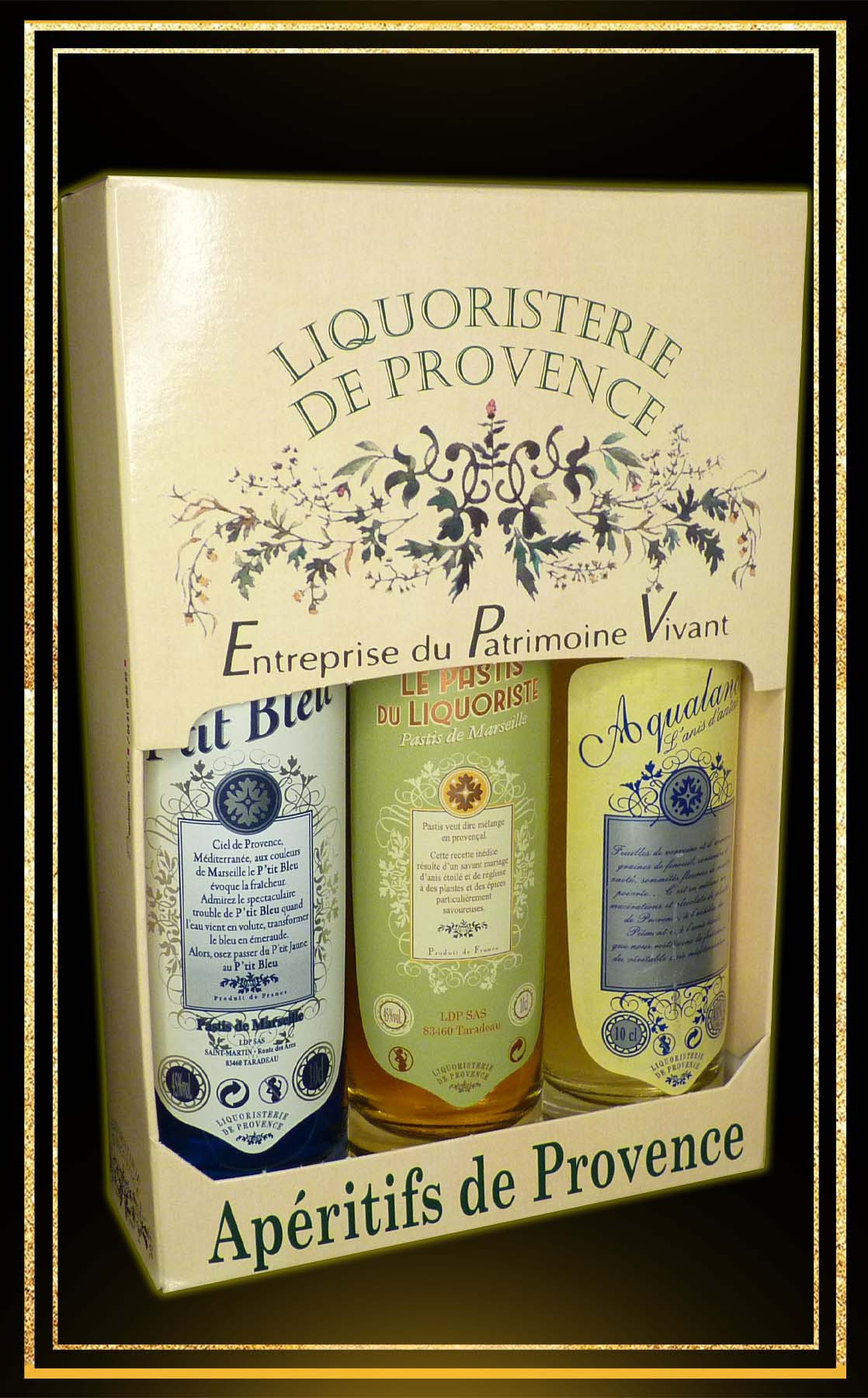 Coffret cadeau Aqualanca P'tit Bleu et Pastis du Liquoriste 3x10cl