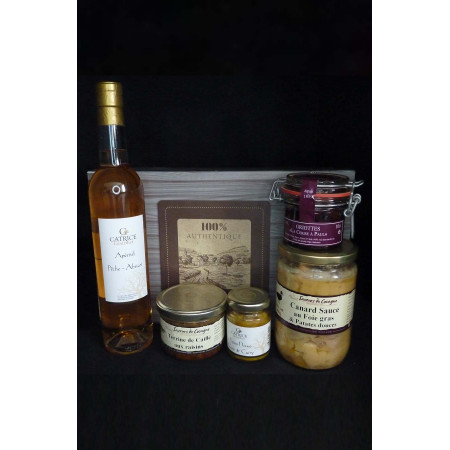 Coffret authentique Apéritif pêche abricot et son canard sauce au foie gras