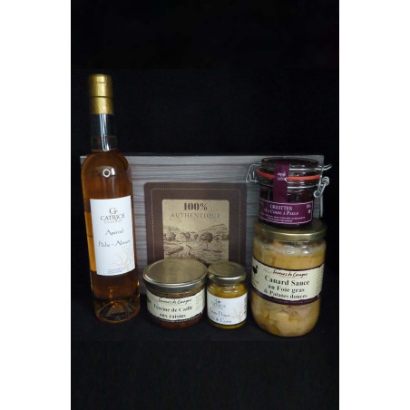 Coffret authentique Apéritif pêche abricot et son canard sauce au foie gras