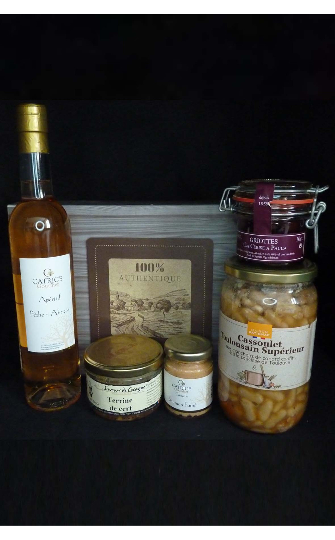 Coffret authentique Apéritif pêche abricot et son authentique cassoulet toulousain