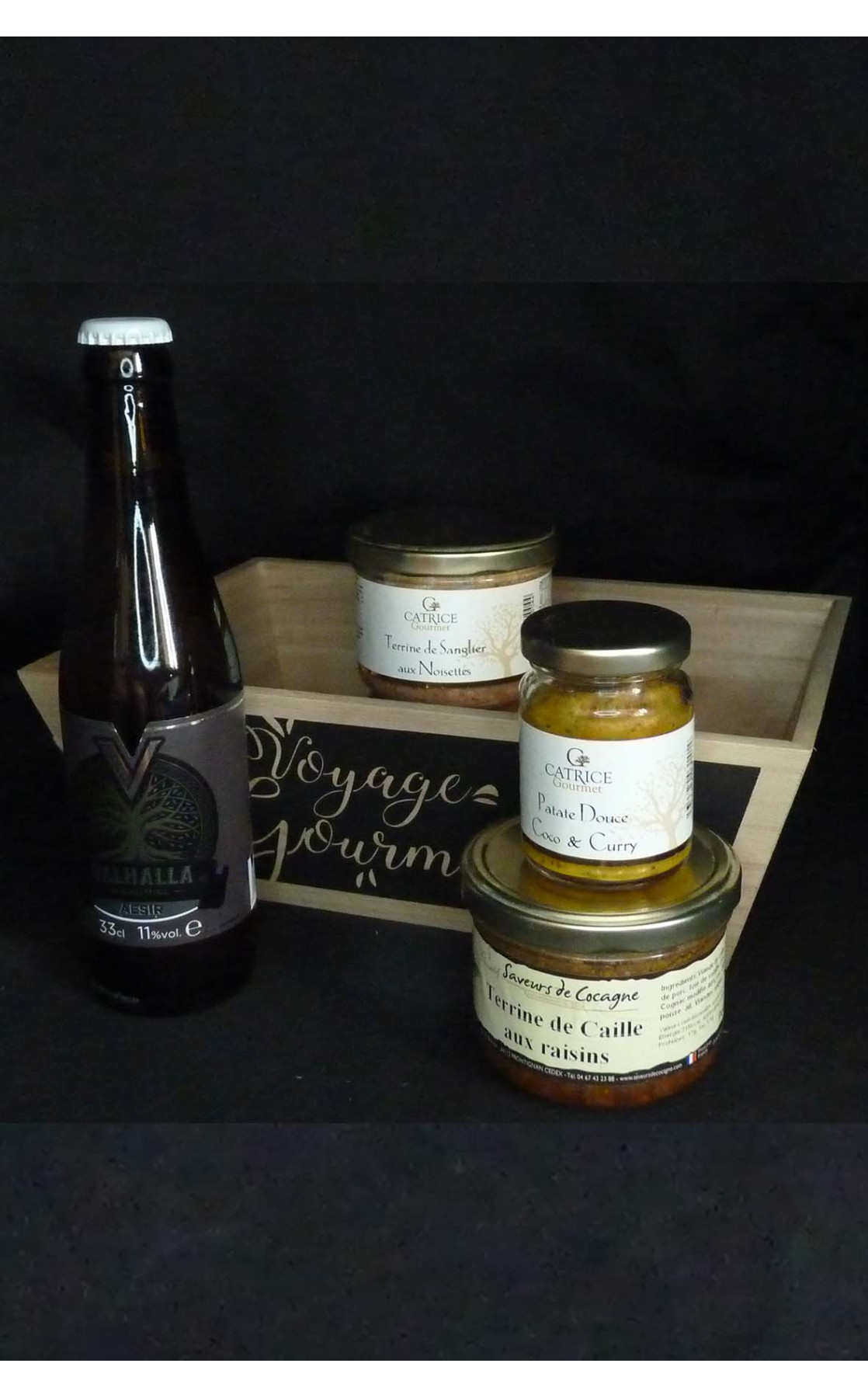 Coffret voyage gourmand Hydromel Aesir, terrines et produit à toaster