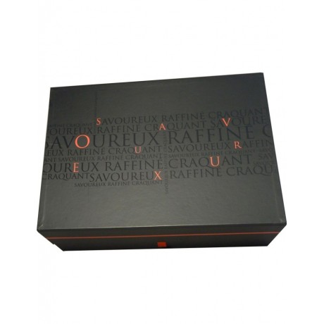 Coffret rectangle décor SAVOUREUX coloris rouge/noir