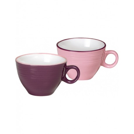 Lot de 2 tasses en céramique rose et violette