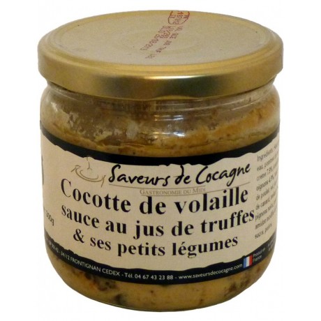 Cocotte de volaille sauce au jus de truffes et ses petits légumes - 300g